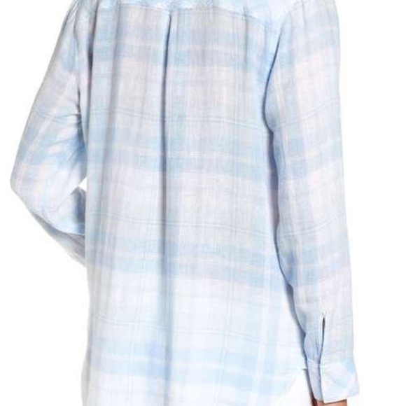 Rails Charli Rockport Plaid Button Down Shirt Blue White Lightweight Linen Small - Picture 3 of 13